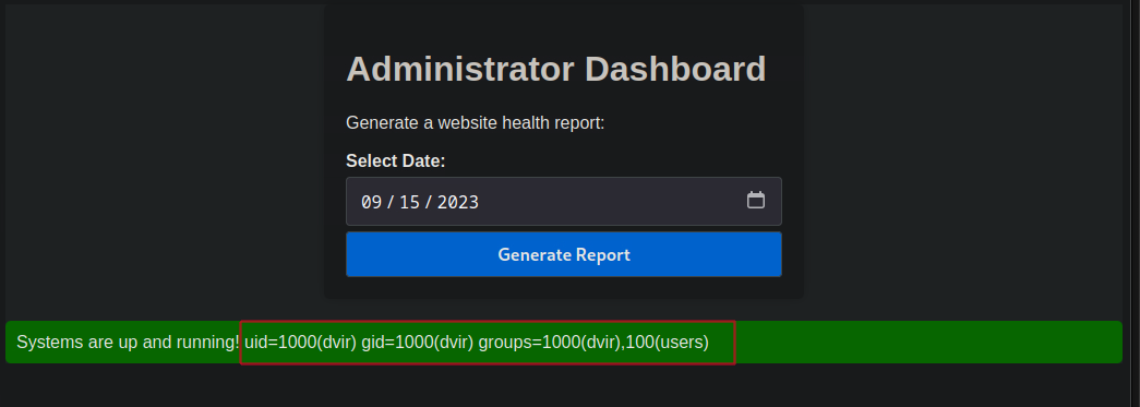 Command Injection via Date Field