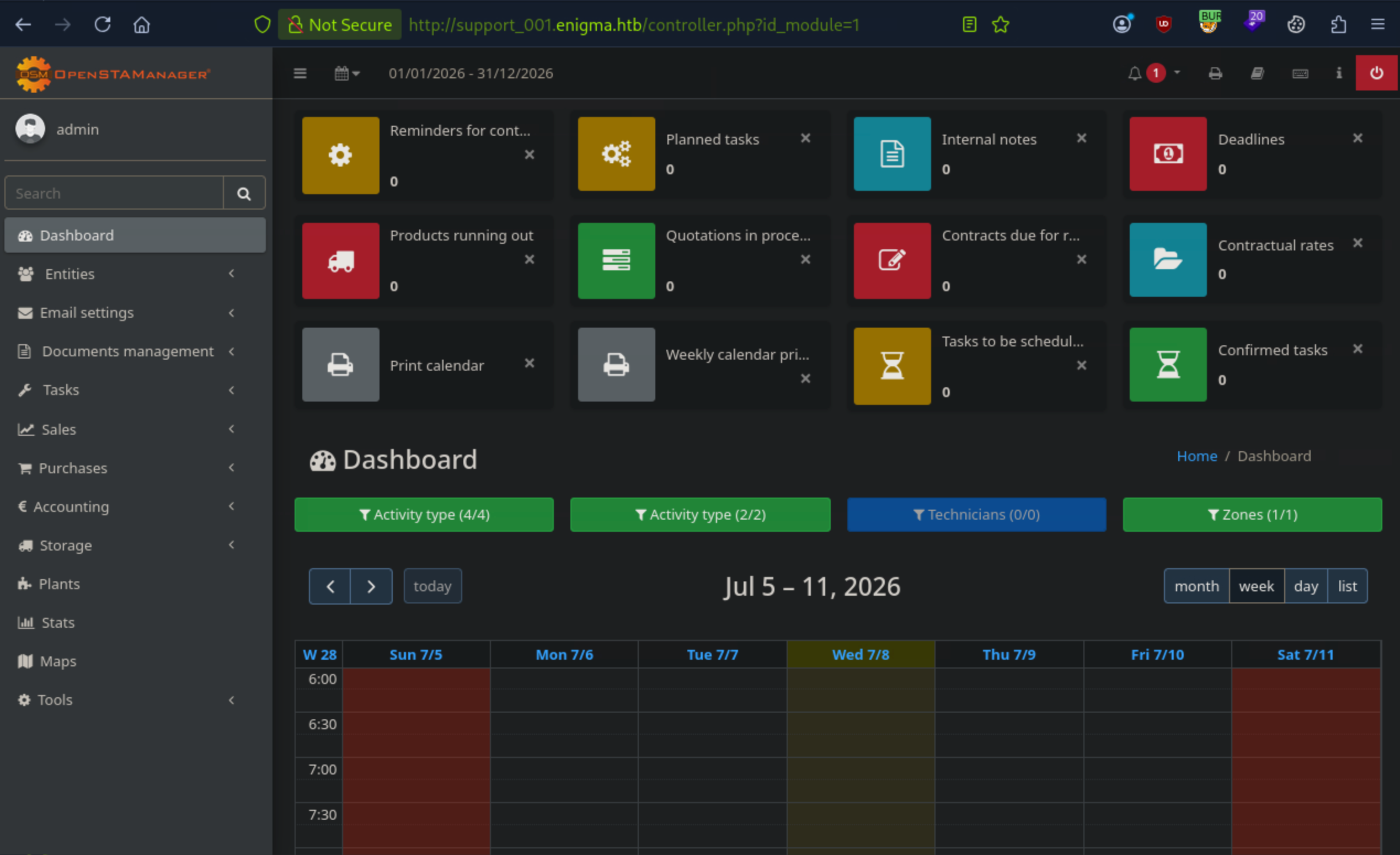 OpenSTAManager Dashboard